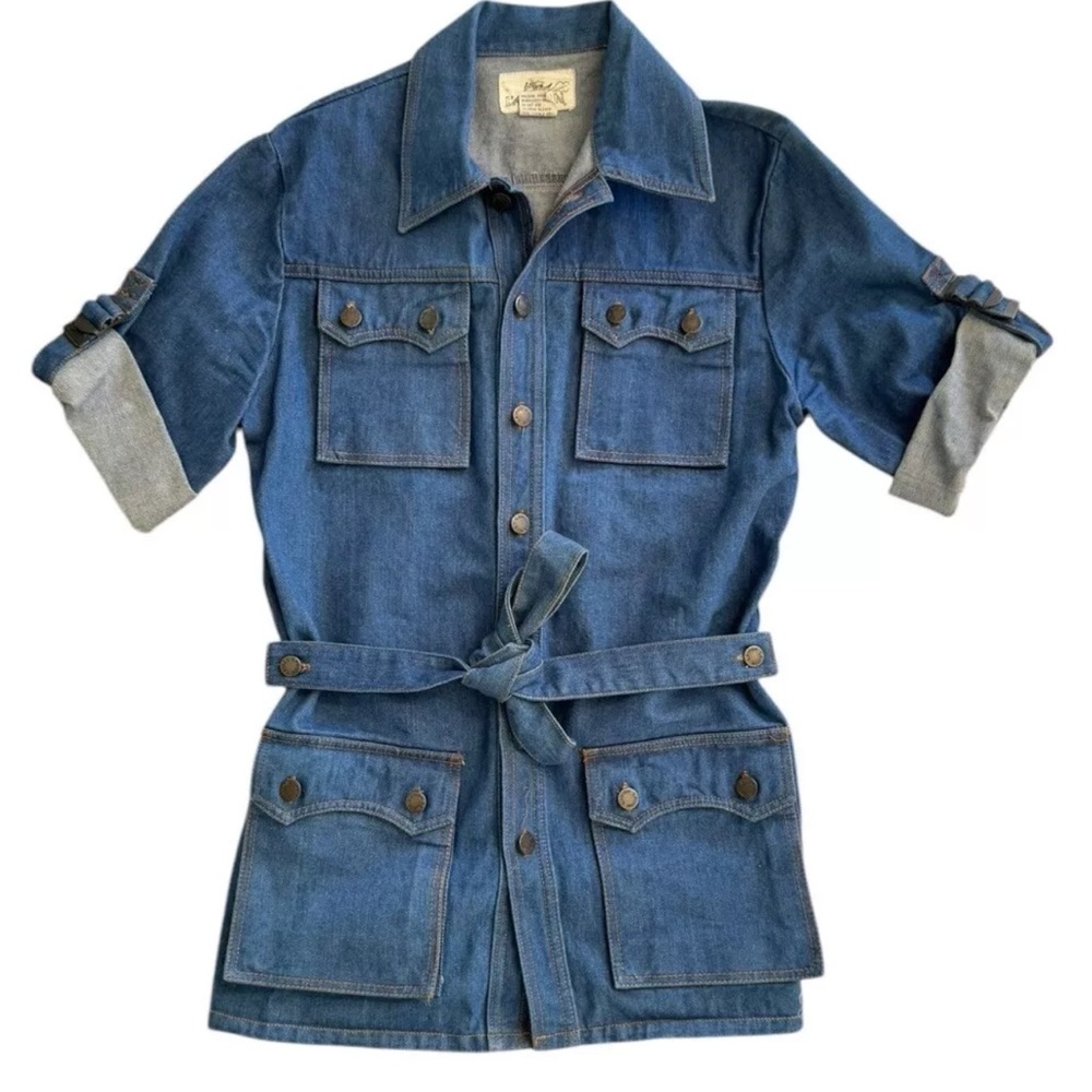 Vintage Lavion Belted Cargo Denim Blouse Women’s Size Large
